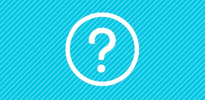 Circular white icon of a question mark on a cyan background.

